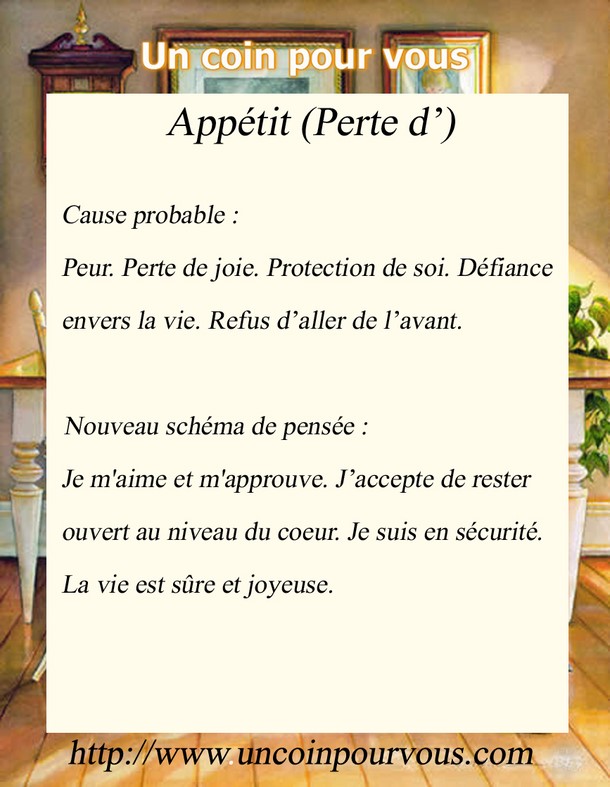 Métaphysique, perte d'Appétit, http://www.uncoinpourvous.com